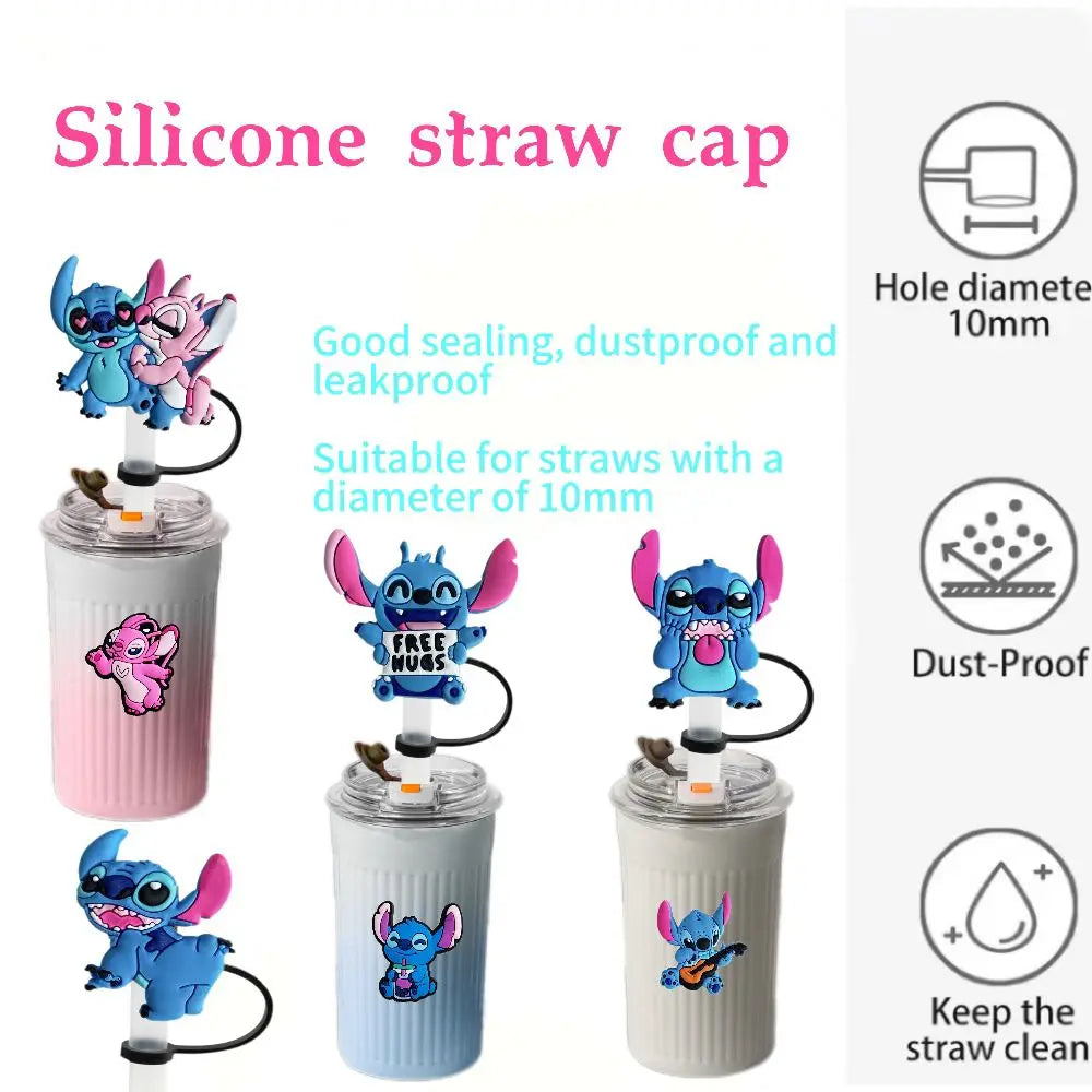 Stitch series cute cartoon straw cap 10mm drink straw plug reusable spill-proof cup straw cap pendant