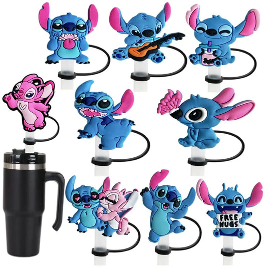 Stitch series cute cartoon straw cap 10mm drink straw plug reusable spill-proof cup straw cap pendant