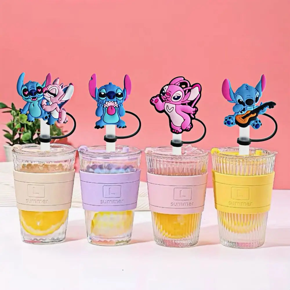 Stitch series cute cartoon straw cap 10mm drink straw plug reusable spill-proof cup straw cap pendant