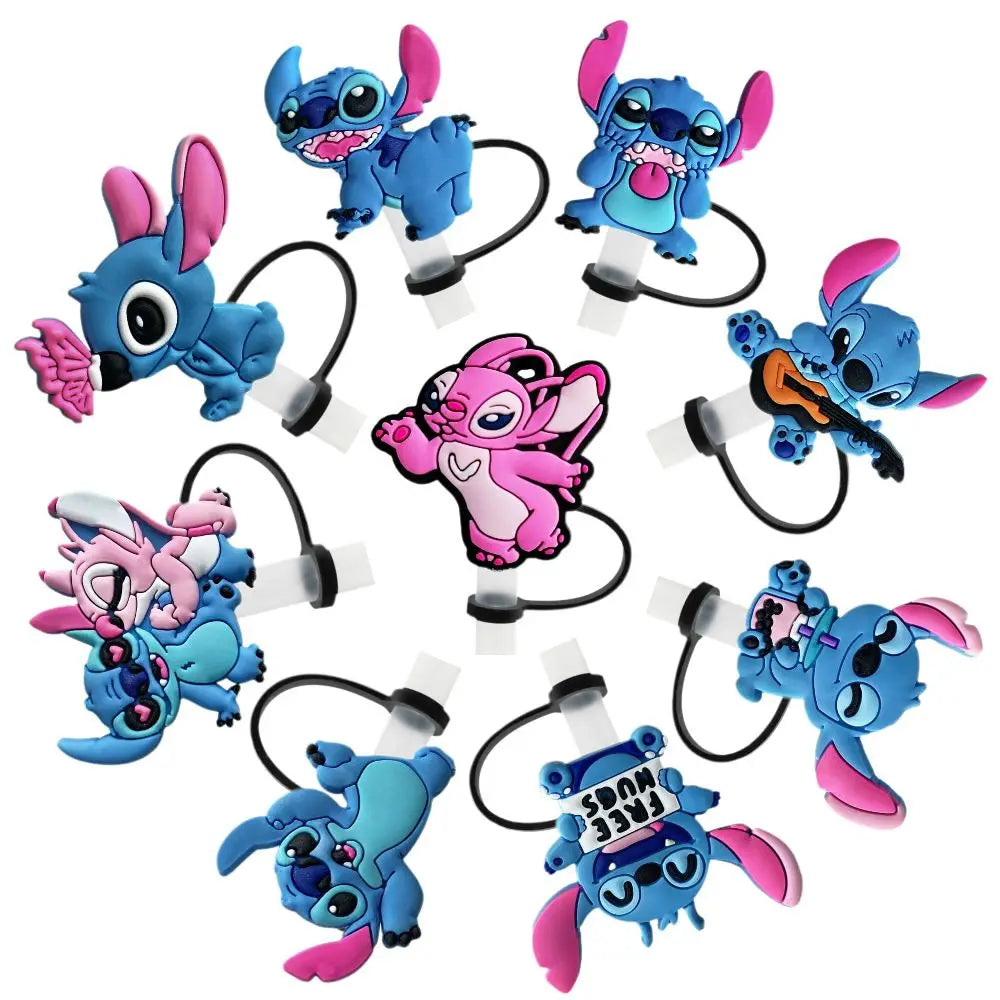 Stitch series cute cartoon straw cap 10mm drink straw plug reusable spill-proof cup straw cap pendant