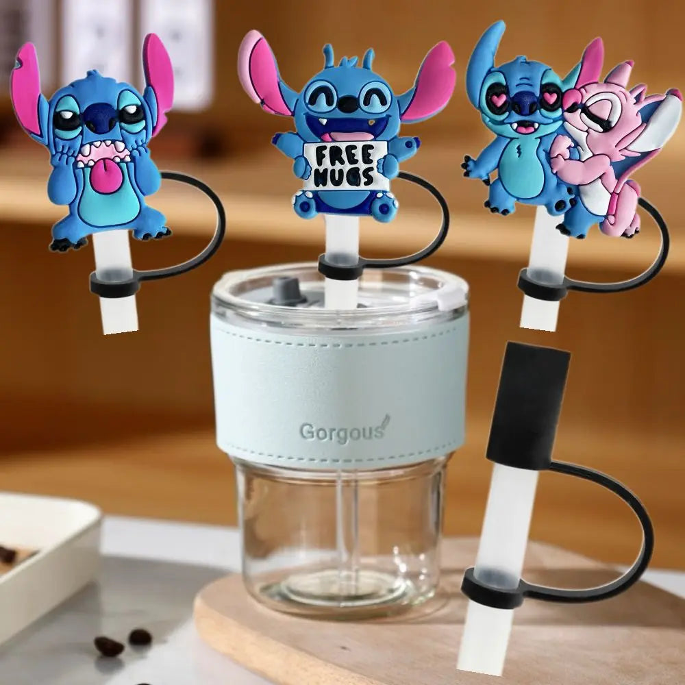 Stitch series cute cartoon straw cap 10mm drink straw plug reusable spill-proof cup straw cap pendant