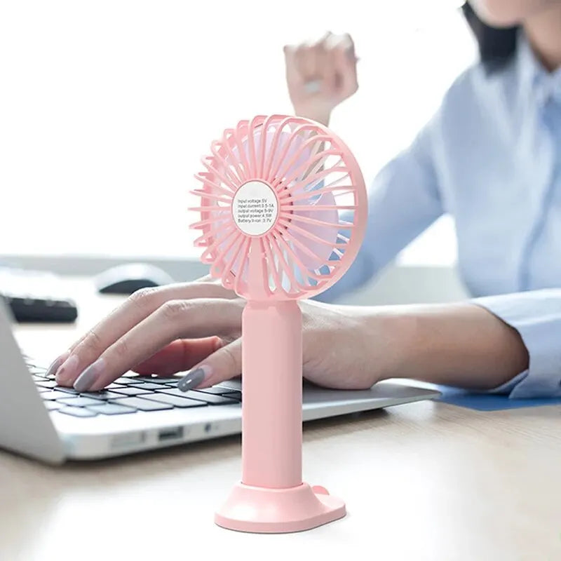 New Portable Fan Office Desktop Multifunctional Folding Headed Small Electric Fan With Phone Holder USB Mini Portable High Wind Pocket Fan